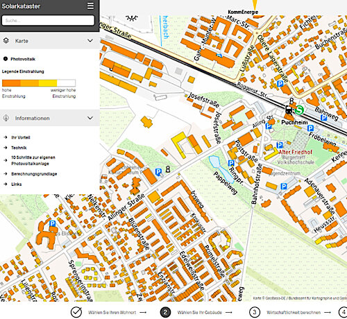 Solarkataster der KommEnergie – Entdecken Sie das Sonnenstrompotenzial Ihres Dachs