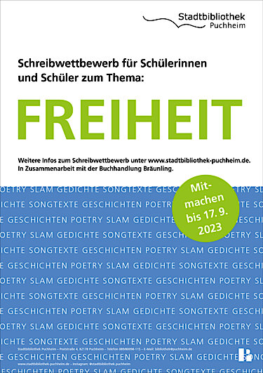 Stadtbibliothek Puchheim Plakat zum Schreibwettbewerb 2023
